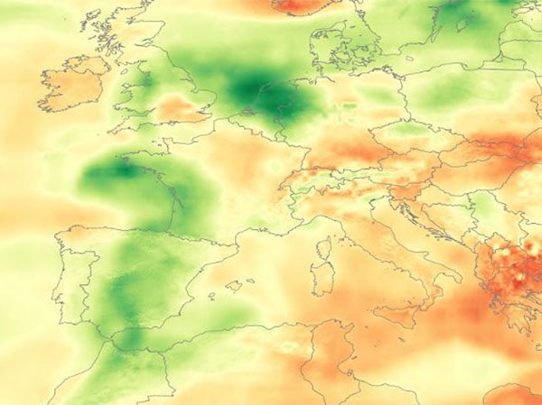 サハラ砂漠の塵によりヨーロッパ全土の日射量が減少
