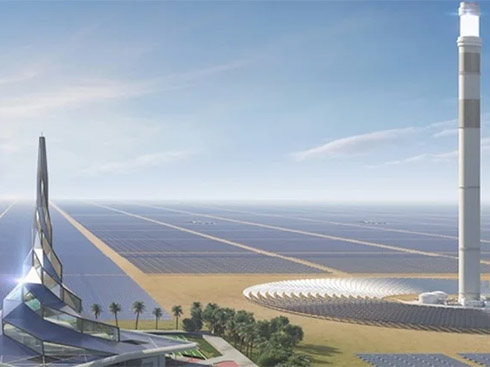 ドバイに世界最大の集光型太陽光発電所が完成
        
